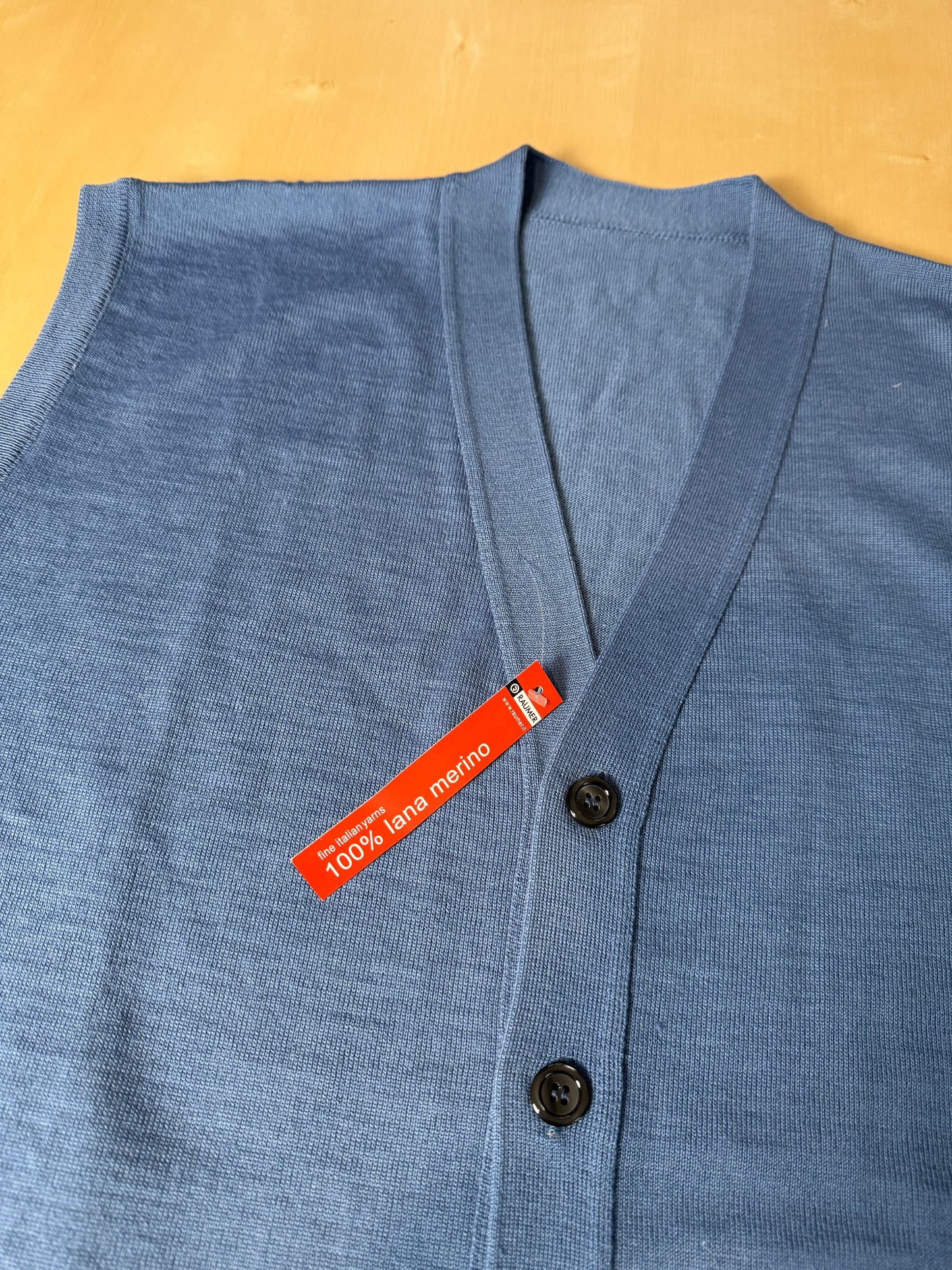 Gilet smanicato in pura lana merino blu cobalto (nuovo) - tg. XXL