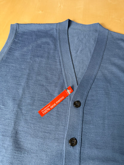 Gilet smanicato in pura lana merino blu cobalto (nuovo) - tg. XXL