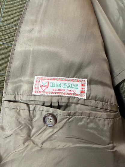 Giacca De Paz fresco lana verde glen check - tg. 52