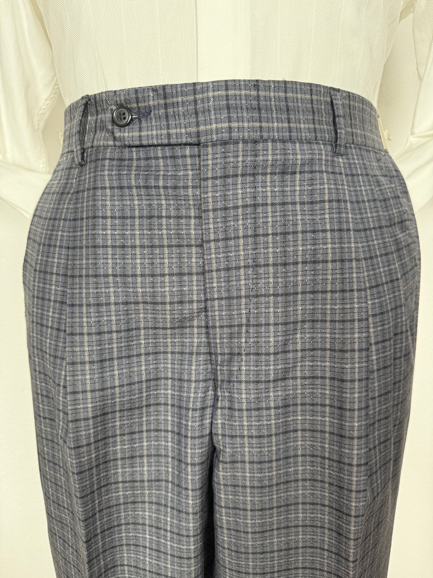 Pantalone in fresco lana anni '70/'80 a quadri blu (NOS) - tg. 46