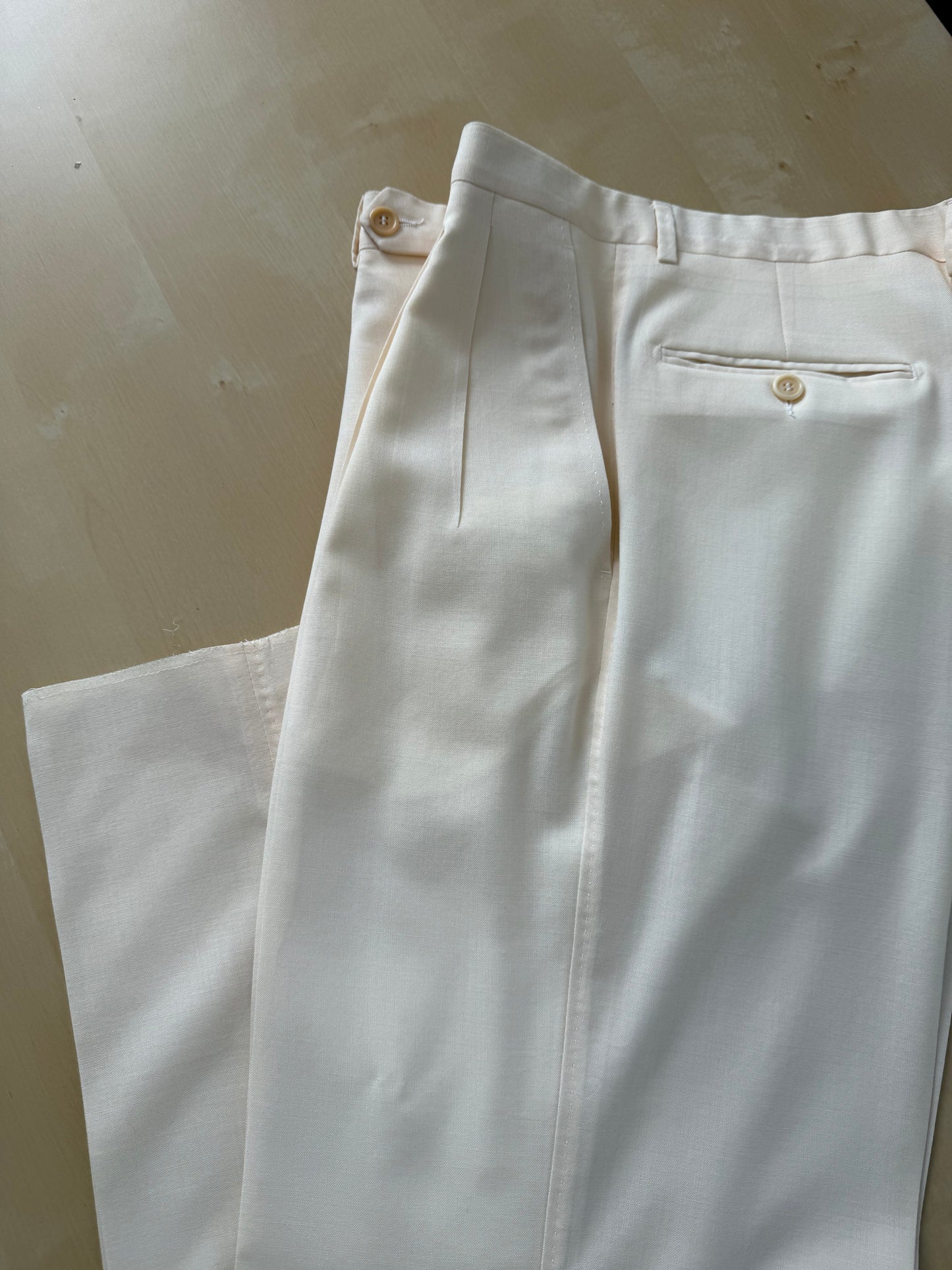 Pantaloni Pierre Cardin fresco lana avorio anni ‘80 (NOS) - tg. 50