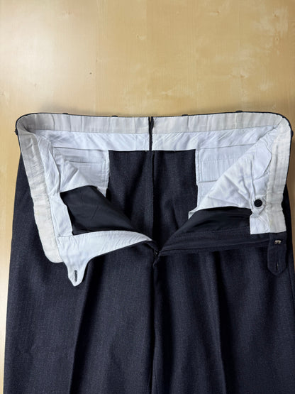Completo Brioni doppiopetto anni '80 flanella antracite gessato - tg. 56