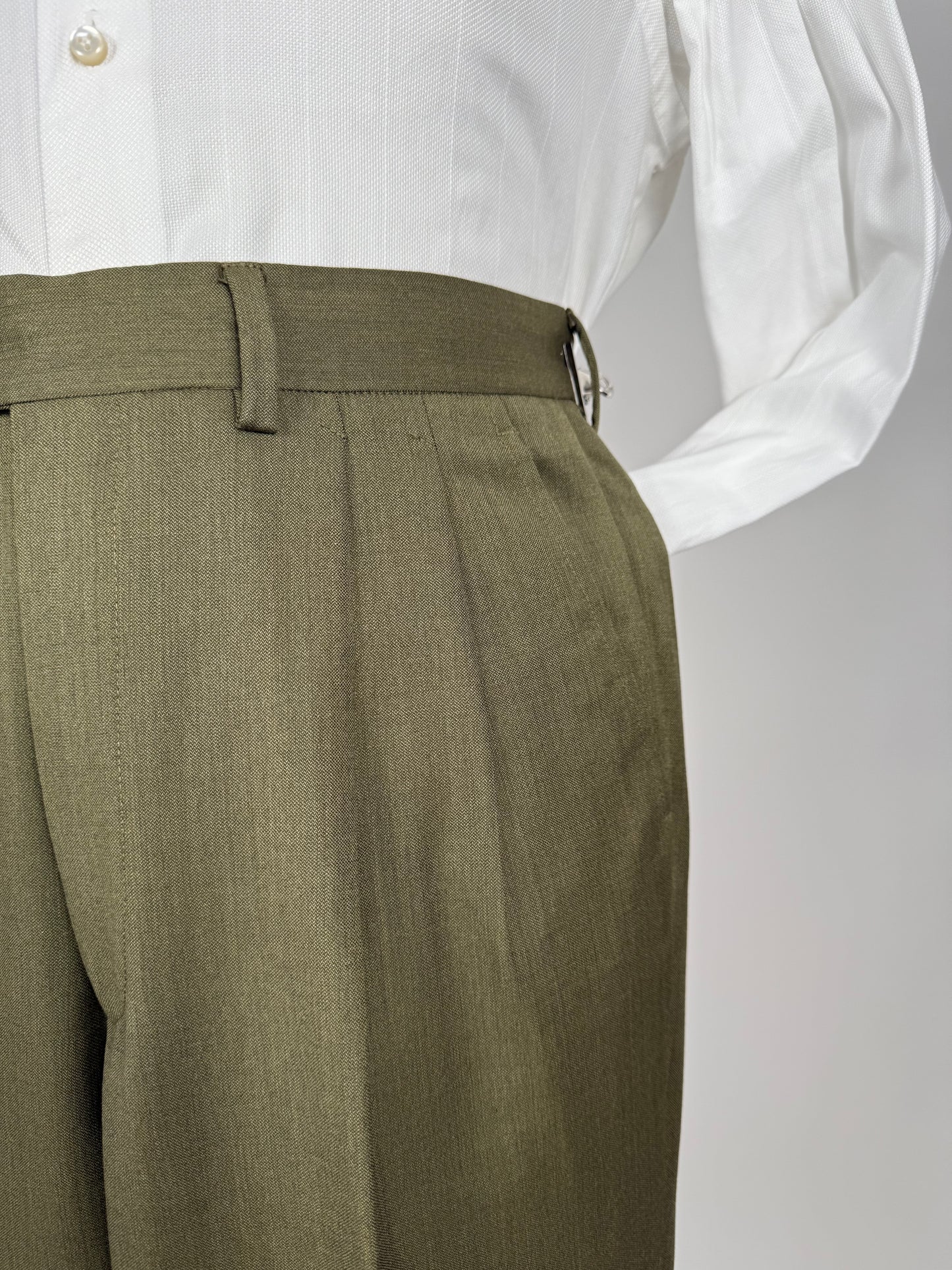 Completo anni ‘80 verde oliva lana pettinata E. Zegna - tg. 48/50