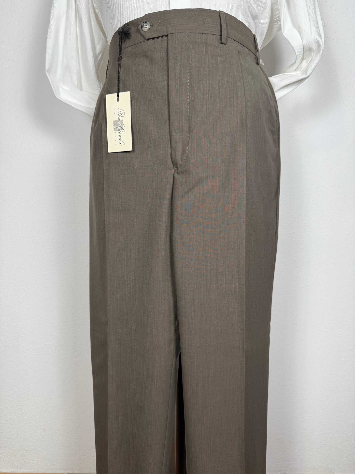 Pantalone anni ‘90 fresco lana marrone cacao (NOS) - tg. 56