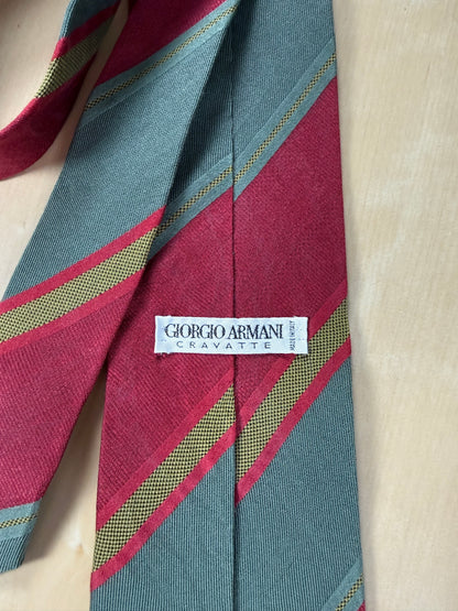 Cravatta Armani regimental vintage rosso verde