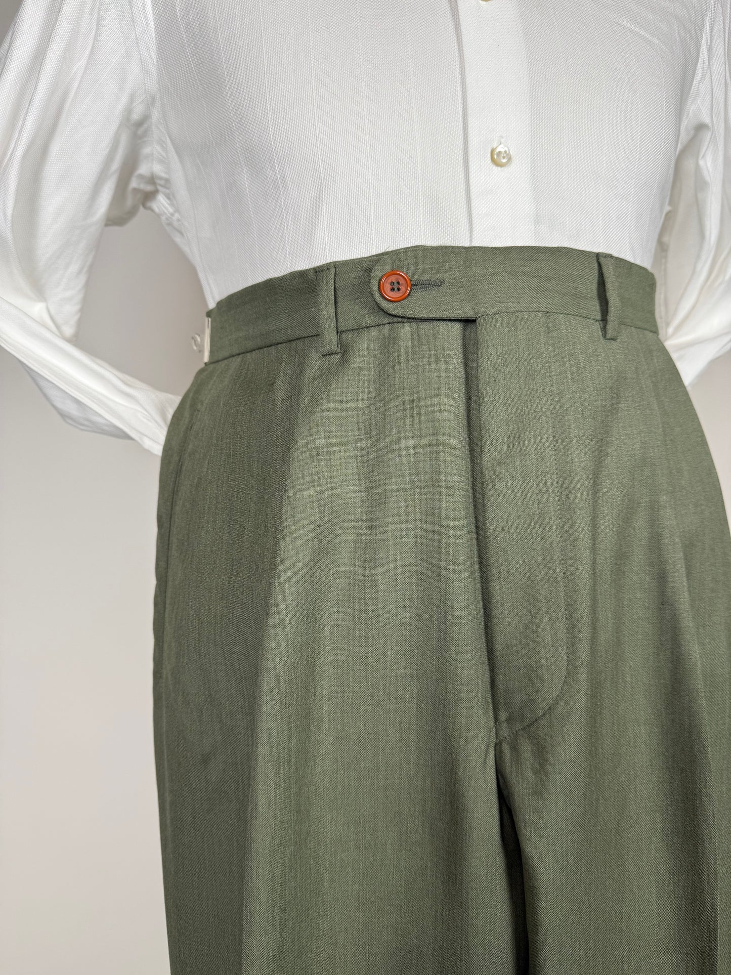 Pantaloni fresco lana verde scuro anni '80 (NOS) - tg. 50