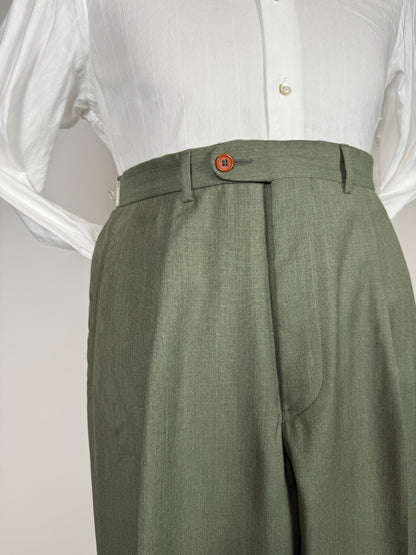 Pantaloni fresco lana verde scuro anni '80 (NOS) - tg. 50