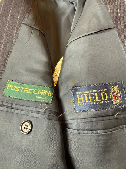 Completo anni ‘80 in flanella inglese blu gessato - tg. 48