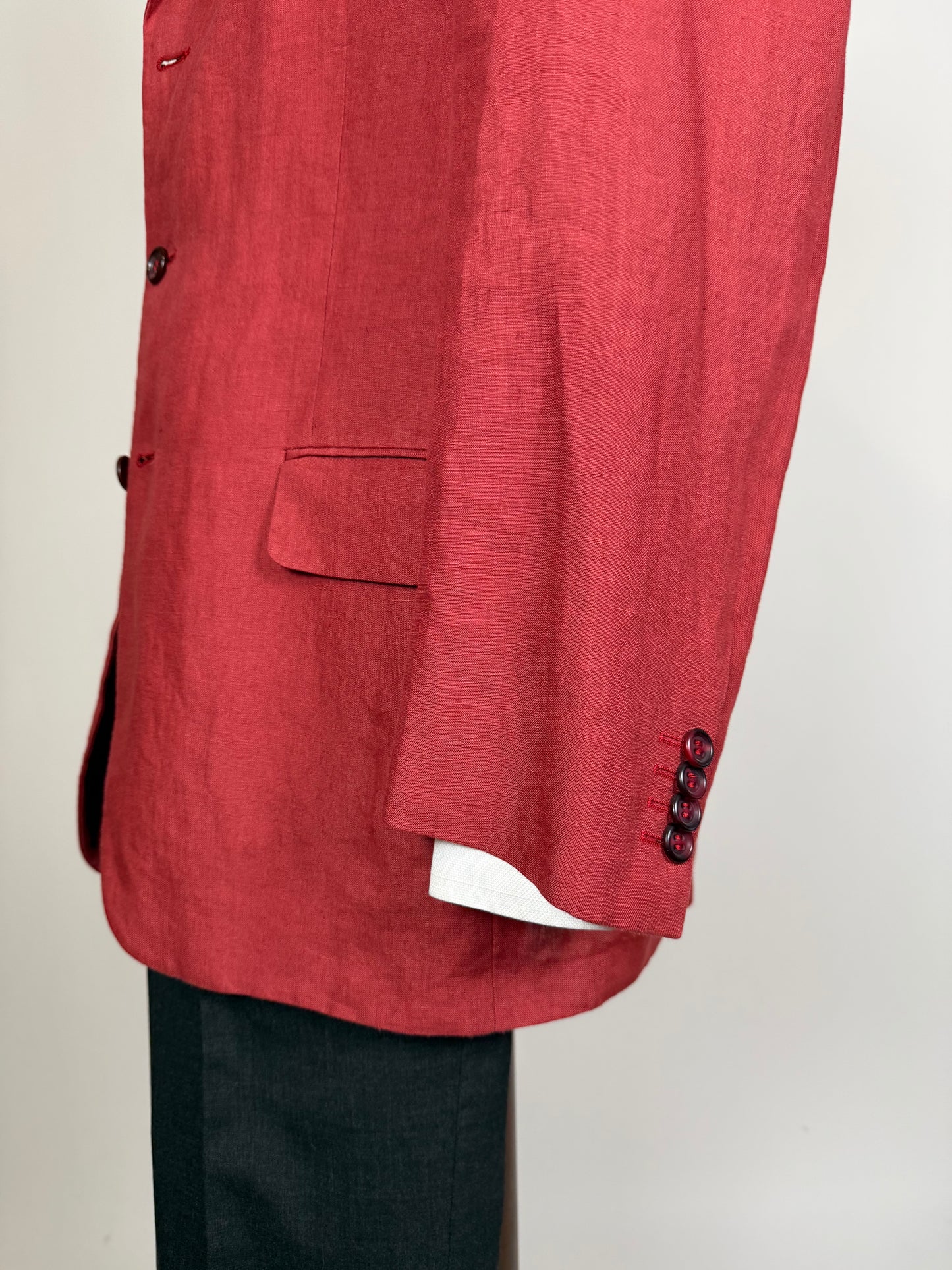 Giacca anni '90 100% lino rosso corallo - tg. 54
