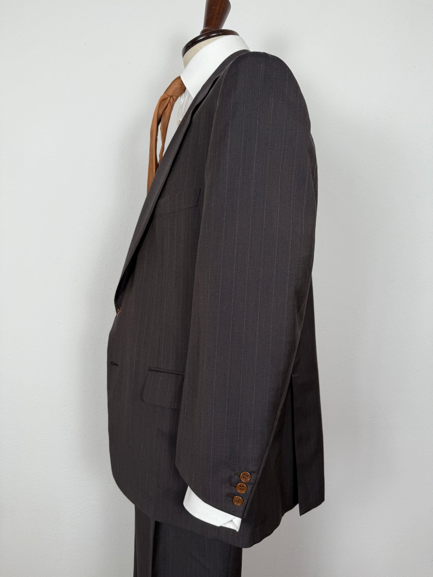 Completo Belvest anni '80 marrone gessato - tg. 56/58