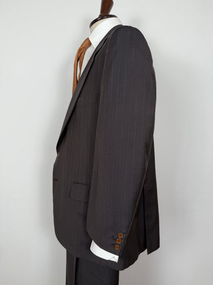 Completo Belvest anni '80 marrone gessato - tg. 56/58