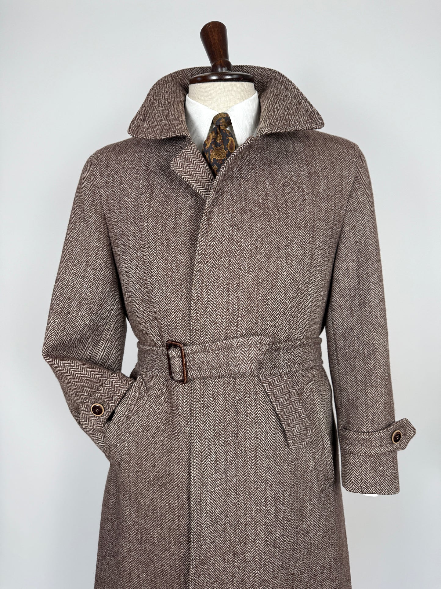 Cappotto in tweed marrone spigato - tg. 50-54