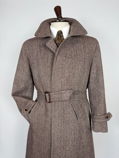 Cappotto in tweed marrone spigato - tg. 50-54