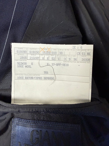 Giacca Gianni Versace anni '90 fresco lana blu gessato - tg. 52