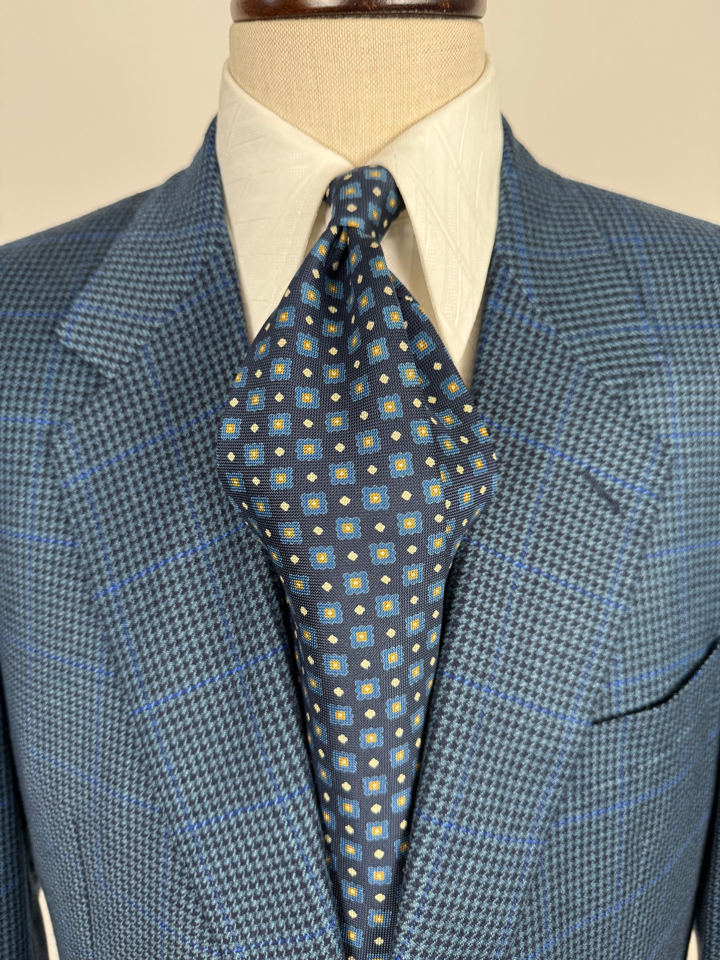 Cravatta micro fantasia blu e azzurra