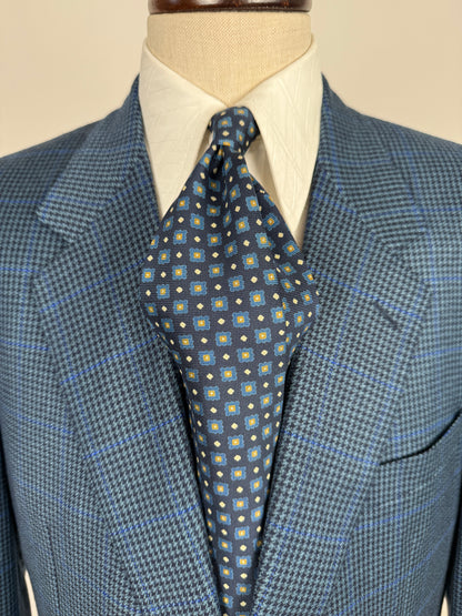 Cravatta micro fantasia blu e azzurra