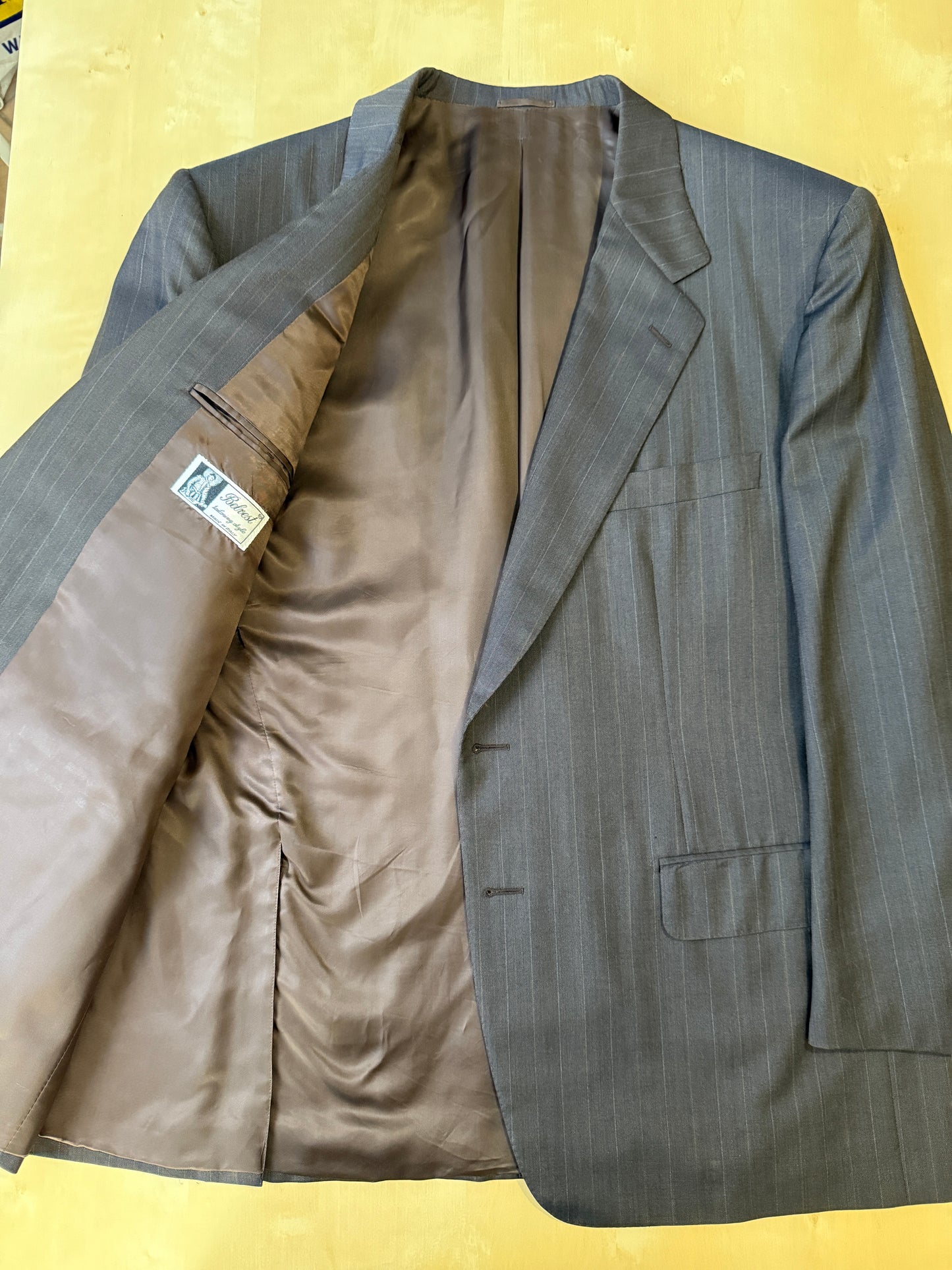 Completo Belvest anni '80 marrone gessato - tg. 56/58