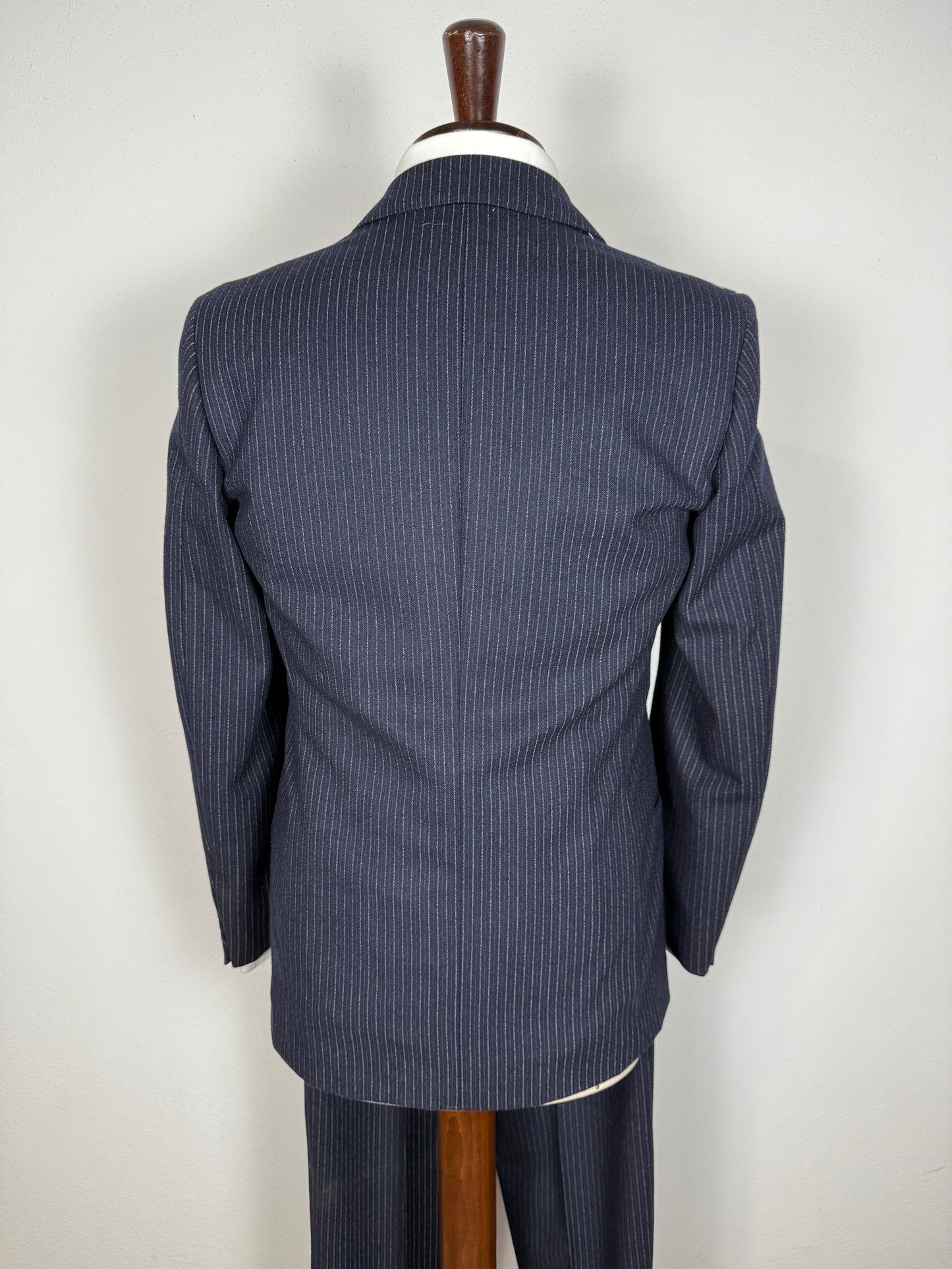 Completo Marzotto anni ‘70/‘80 in flanella blu gessato (NOS) - tg. 44