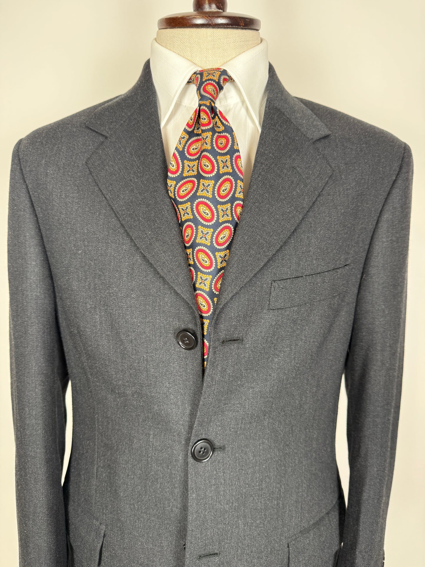 Completo Missoni anni ‘90 in flanella grigio antracite - tg. 48/50