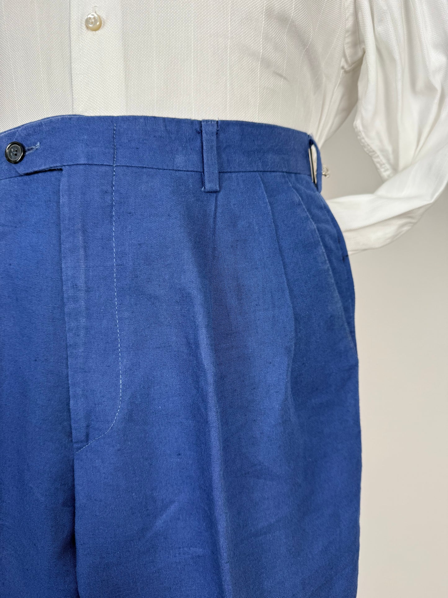 Pantaloni in lino anni '80 blu cobalto - tg. 46
