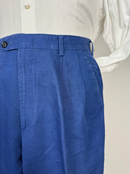 Pantaloni in lino anni '80 blu cobalto - tg. 46