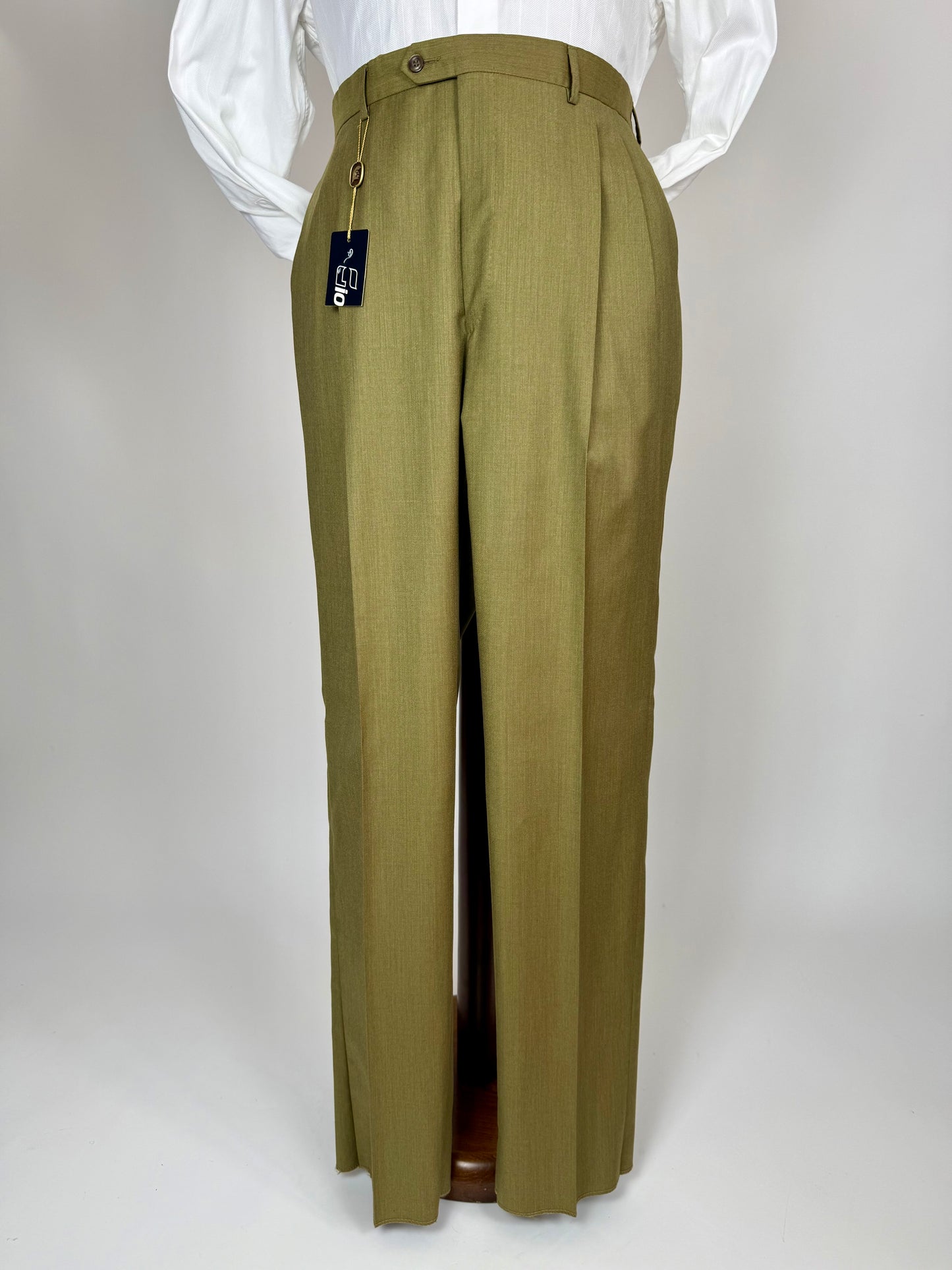 Pantaloni fresco lana verde oliva anni '80 (NOS) - tg. 54/56