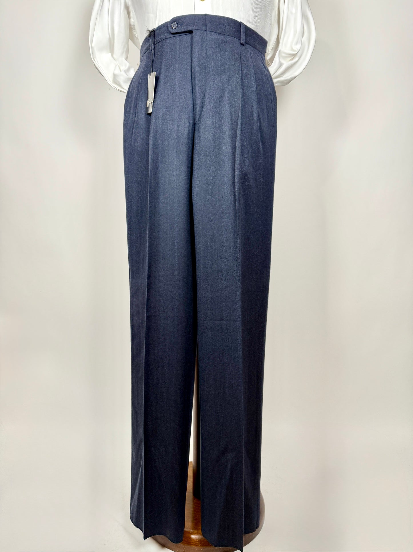 Pantaloni in flanella blu trama righe (NOS) - tg. 46/48