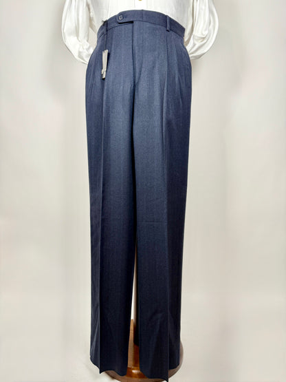 Pantaloni in flanella blu trama righe (NOS) - tg. 46/48