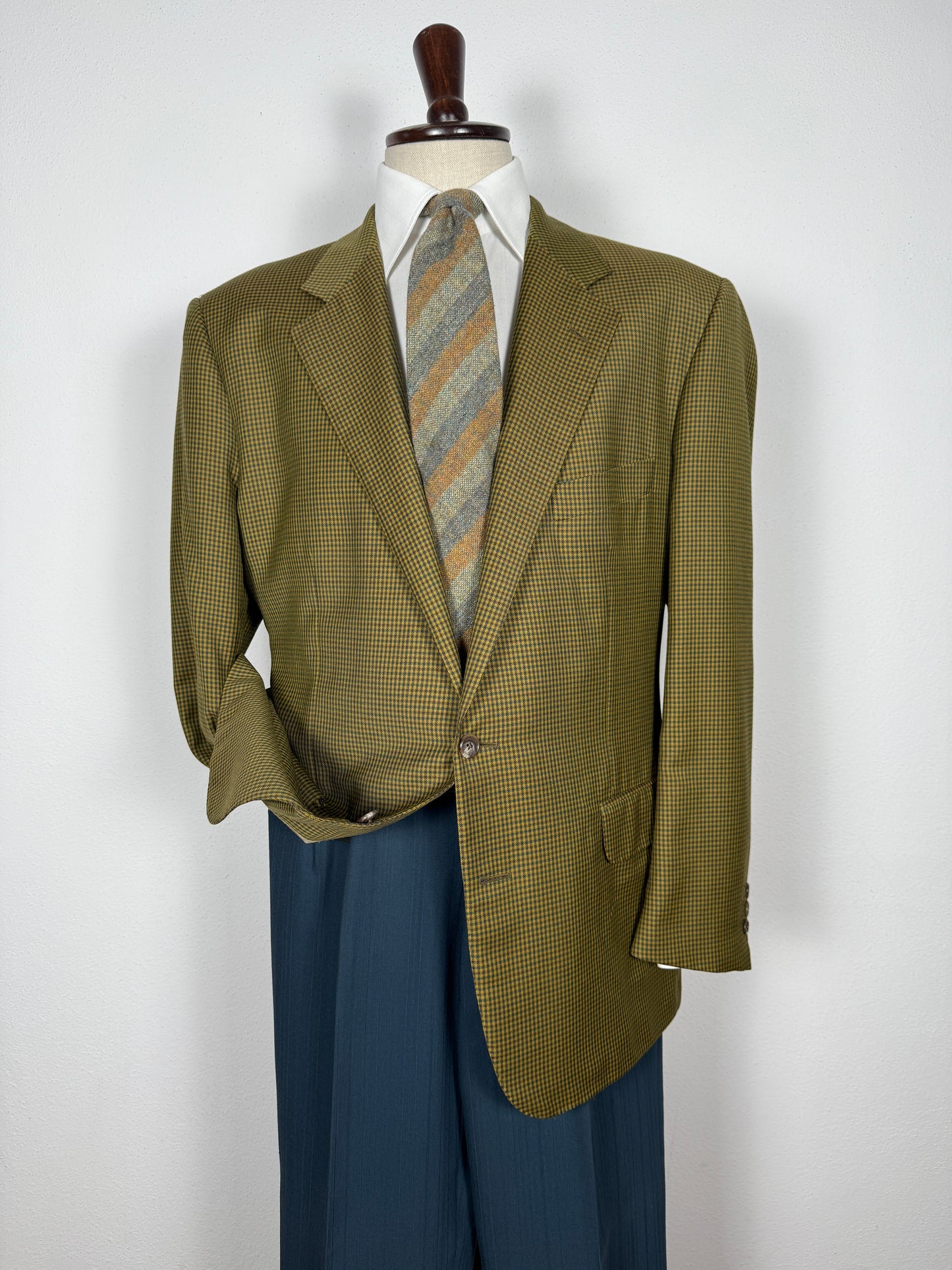 Giacca anni ‘80 flanella pied-de-poule verde - tg. 54