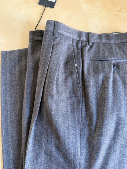 Pantaloni anni ‘70 in flanella marrone-grigio a righe (NOS) - tg. 44