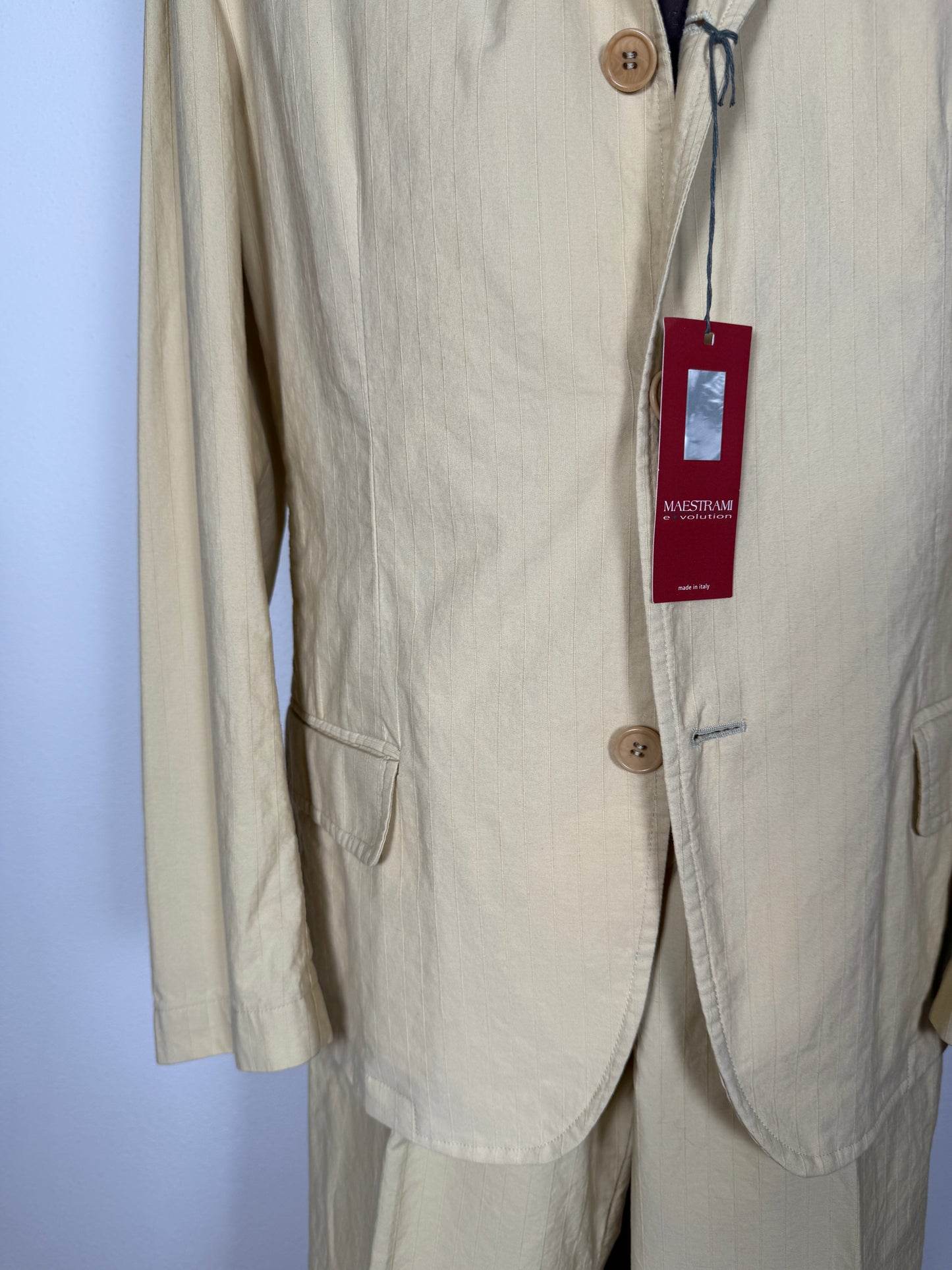 Completo estivo in puro cotone sfoderato color crema (NOS) - tg. 48/50