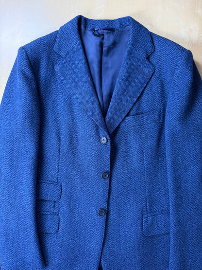 Giacca De Paz vintage tweed spigato blu - tg. 54