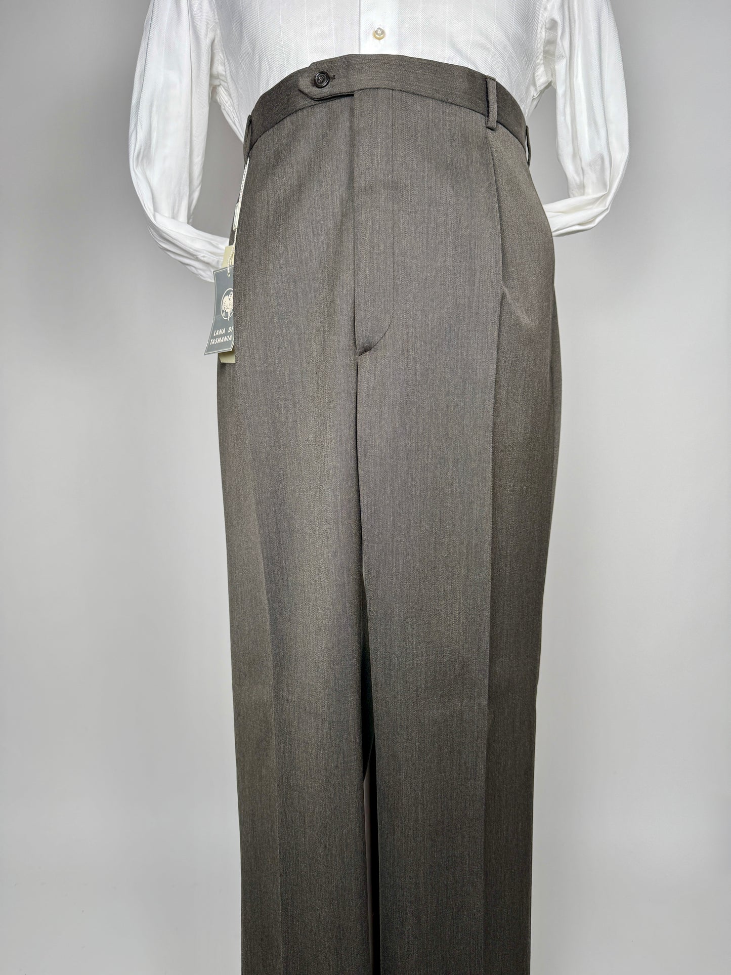 Pantaloni anni ‘90 lana pettinata cachi (NOS) - tg. 60/62