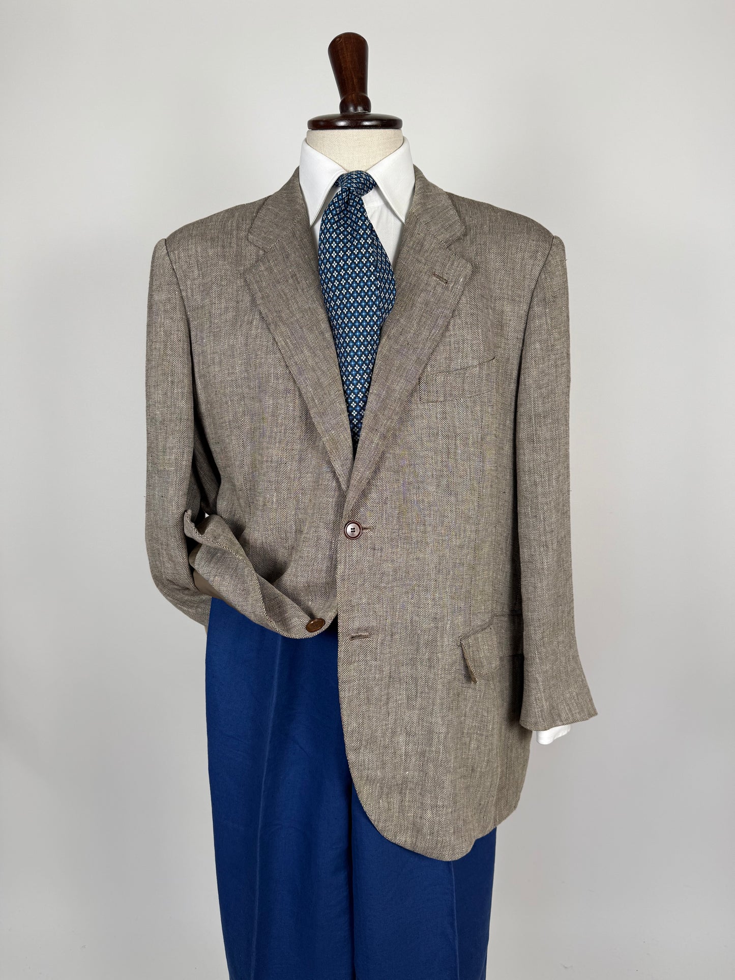 Giacca sartoriale in puro lino herringbone - tg. 60/62