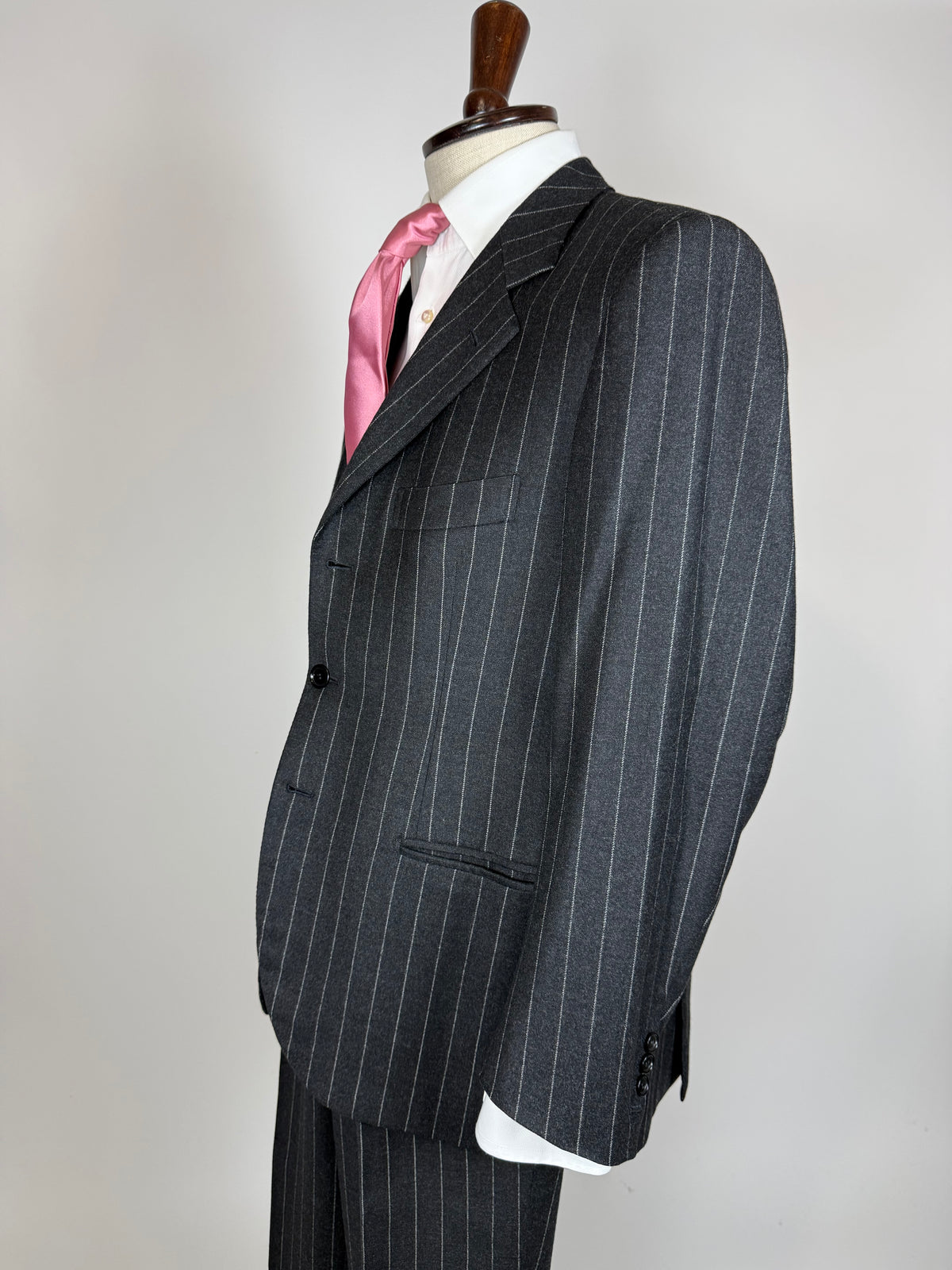 Completo gessato sartoriale in flanella lana e cashmere tessuto Loro Piana - tg. 50