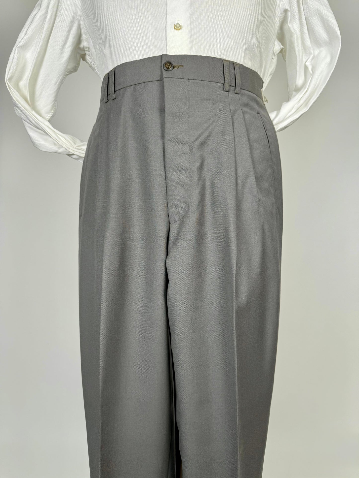 Pantaloni fresco lana verde-grigio anni '80 (NOS) - tg. 50