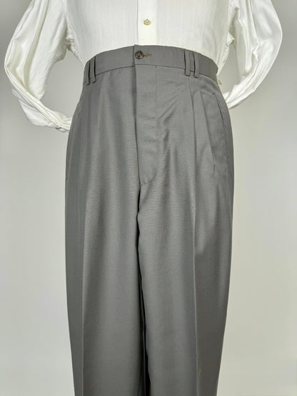 Pantaloni fresco lana verde-grigio anni '80 (NOS) - tg. 50