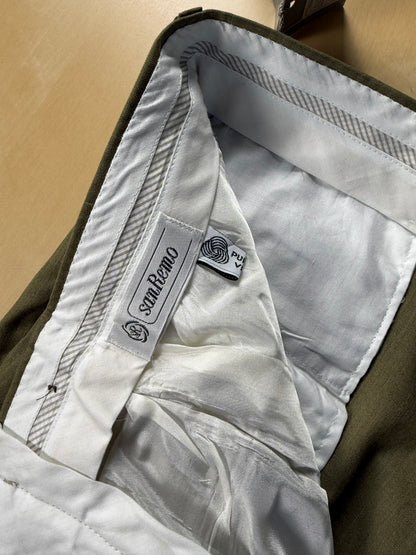 Pantaloni fresco lana verde oliva anni '80 NOS - tg. 50