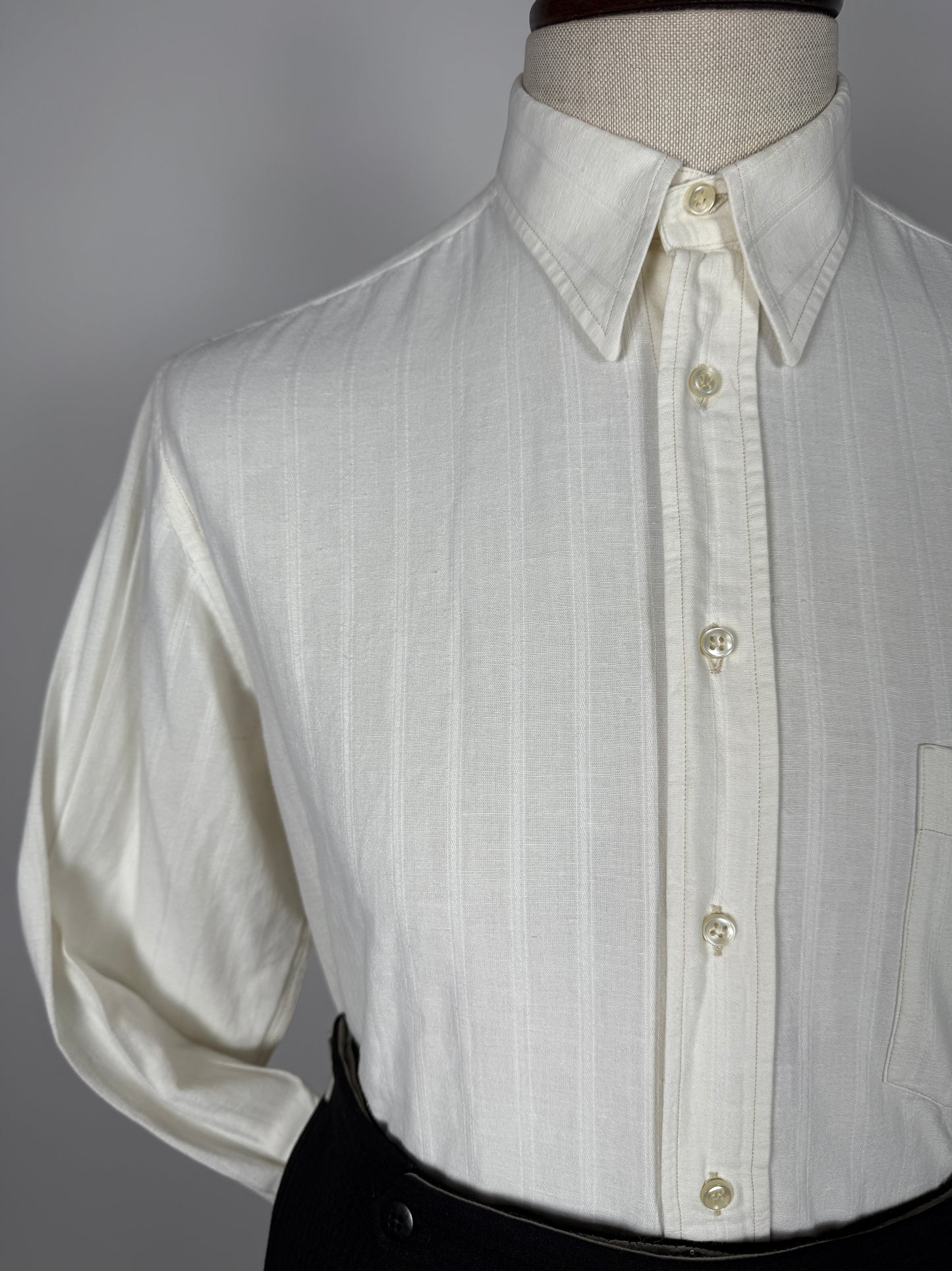 Camicia anni ‘80 in cotone e lino collo italiano - M/L collo 40