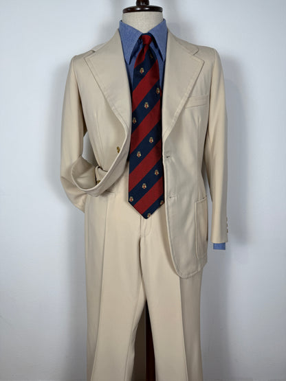 Completo sartoriale anni '70 a zampa in twill color panna - tg. 44/46