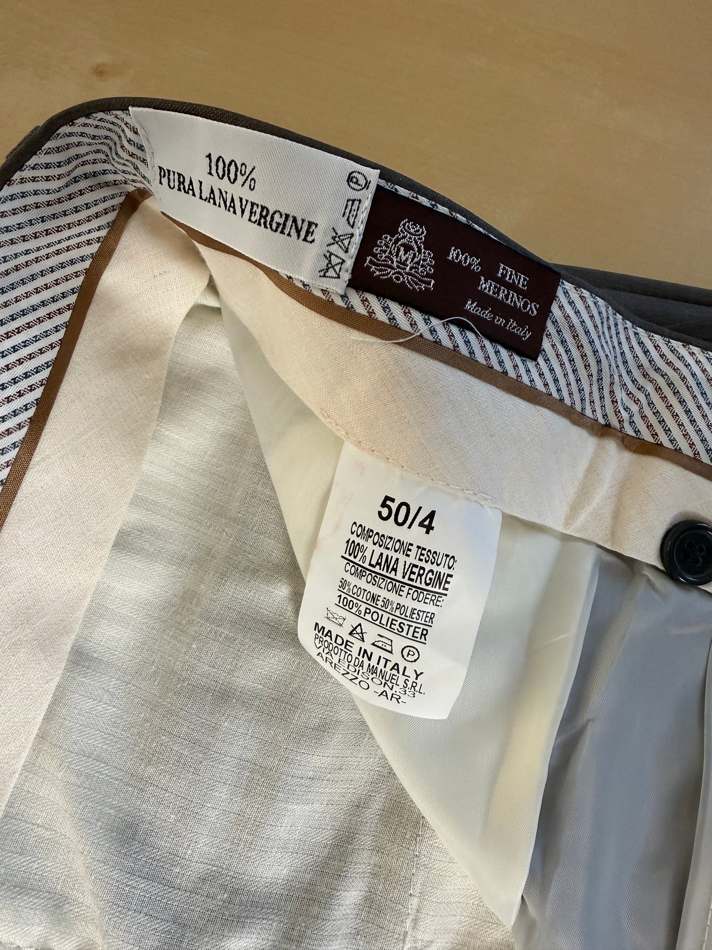 Pantaloni fresco lana cachi-marrone anni '90 (NOS) - tg. 50/52