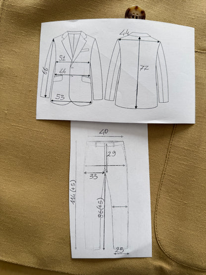 Completo doppiopetto estivo anni ‘70 in misto lino beige - tg. 44/46