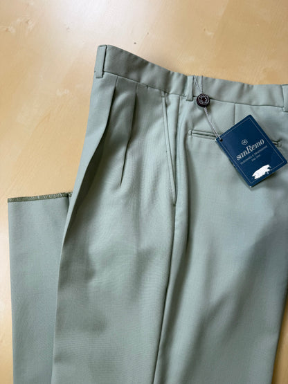 Pantaloni fresco lana verde menta anni '80 (NOS) - tg. 50