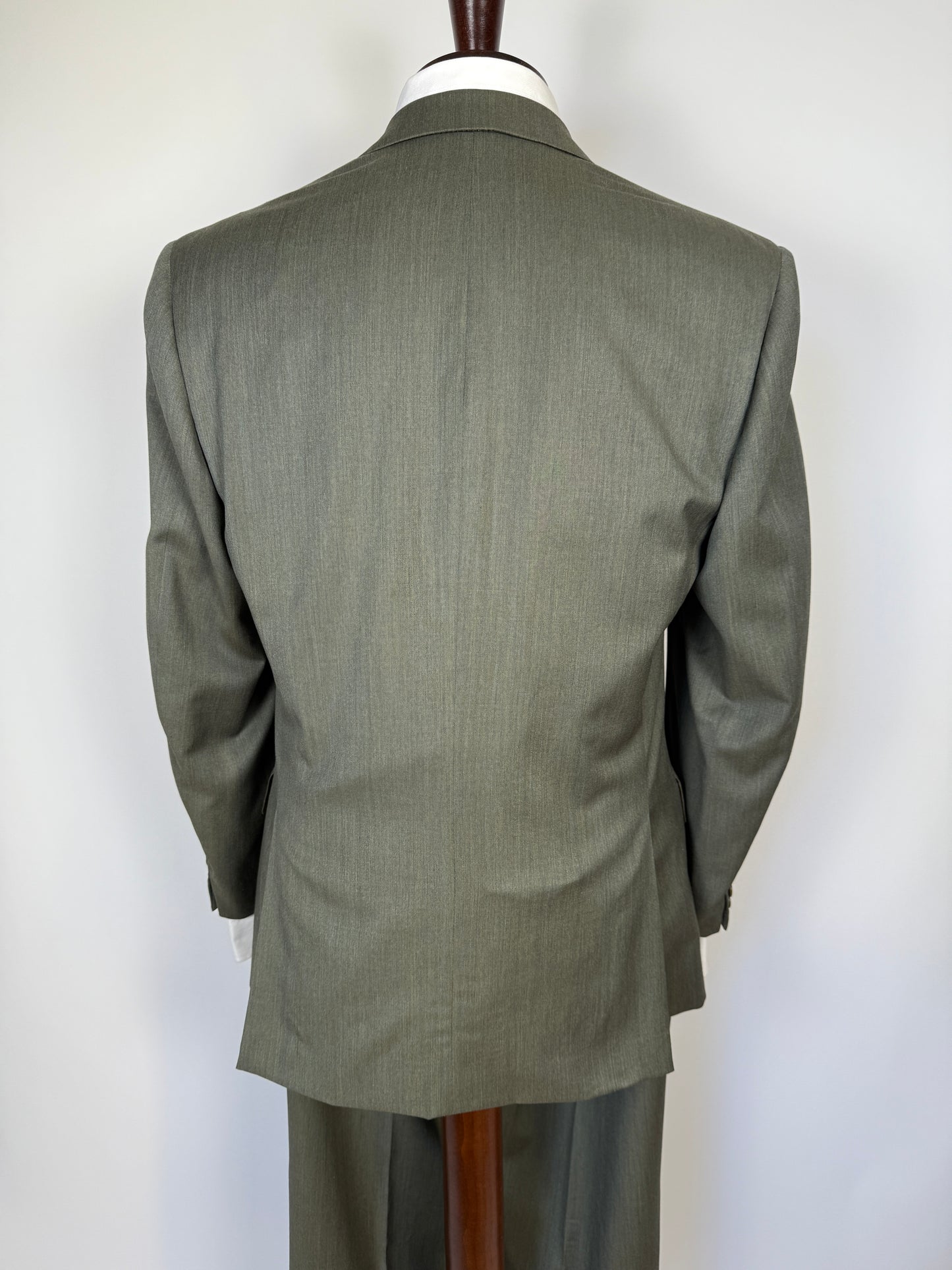 Completo anni ‘80 in lana pettinata verde mélange - tg. 48