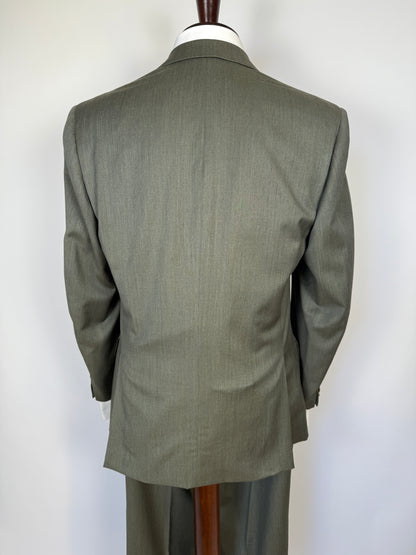 Completo anni ‘80 in lana pettinata verde mélange - tg. 48