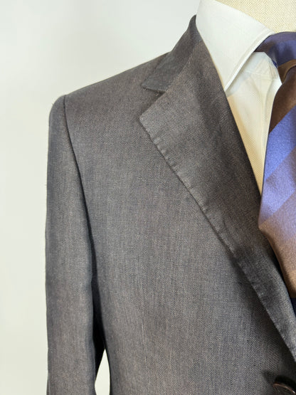 Giacca Cantarelli puro lino marrone herringbone - tg. 50