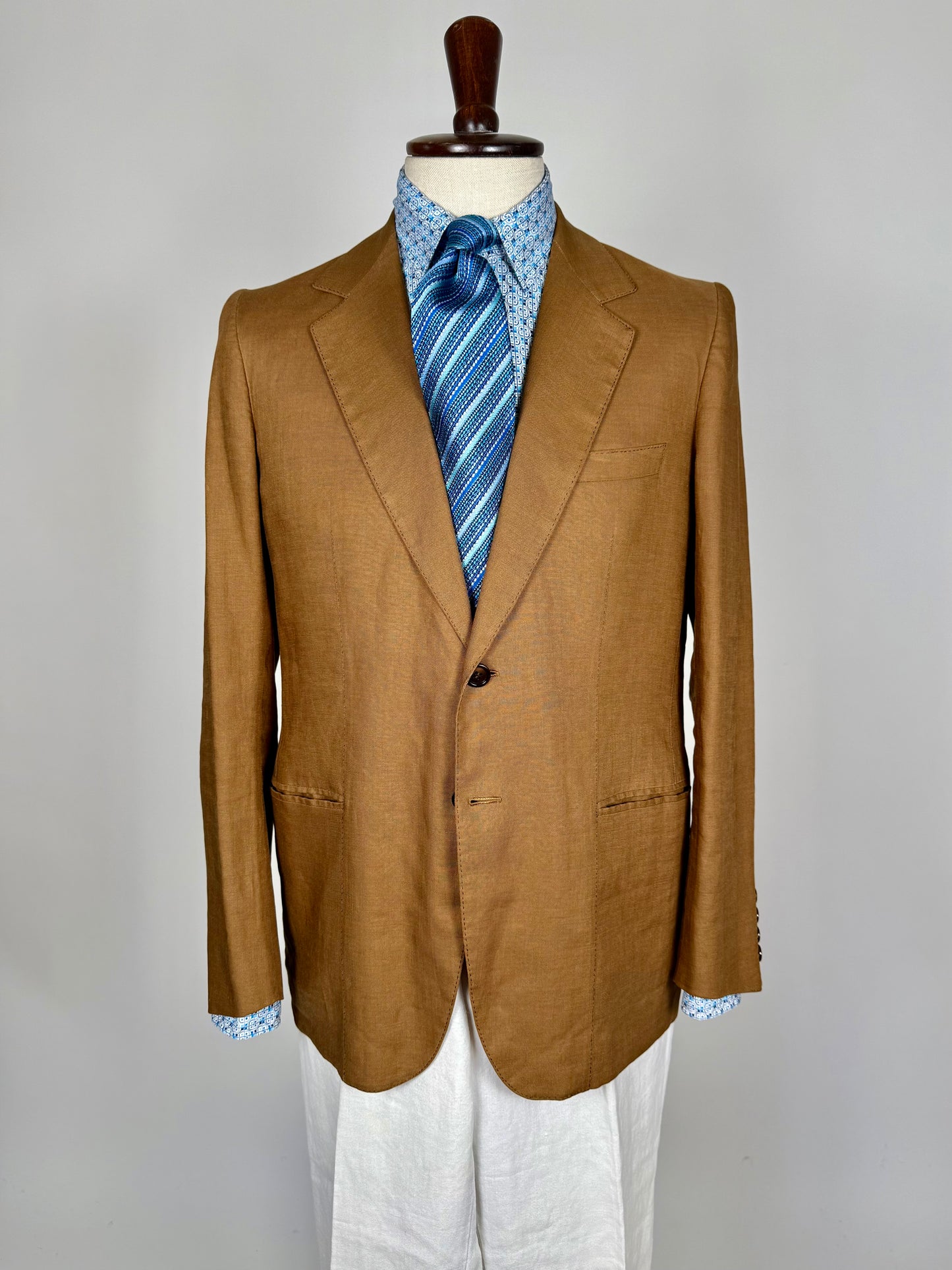 Giacca sartoriale in lino irlandese color tabacco - tg. 48