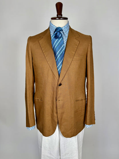 Giacca sartoriale in lino irlandese color tabacco - tg. 48