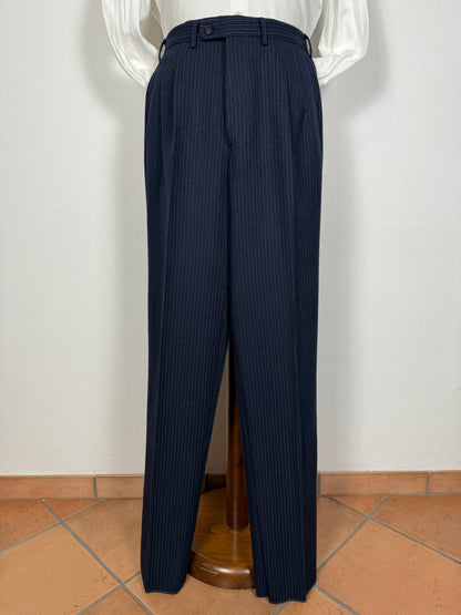 Completo Marzotto anni ‘70/‘80 in flanella blu gessato (NOS) - tg. 44