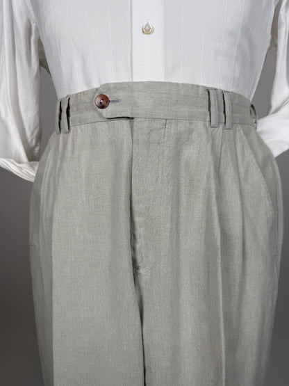 Pantaloni in misto lino anni ‘80 color avorio - tg. 50